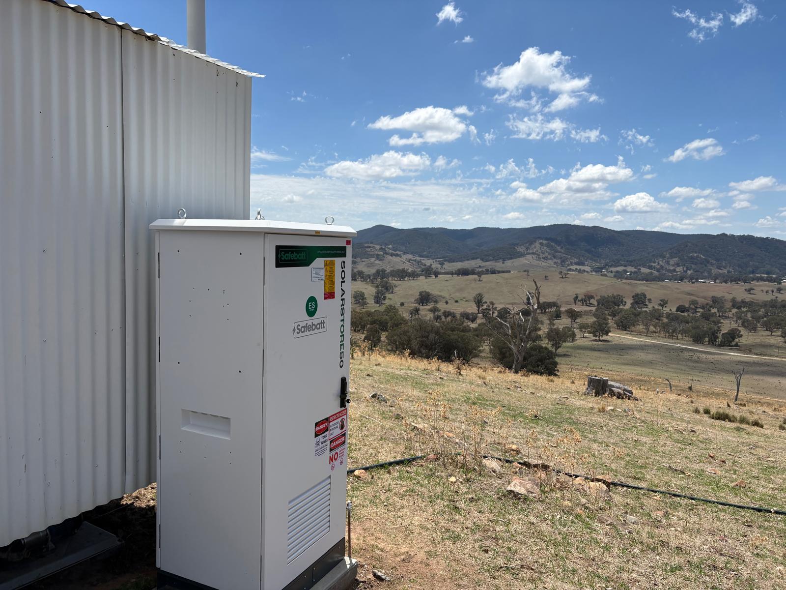 SolarStore50 off-grid battery installed on a Shoalhaven hilltop